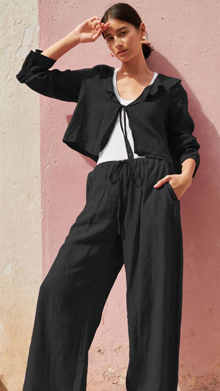 Nation LTD Camila Ruffle Top in Black