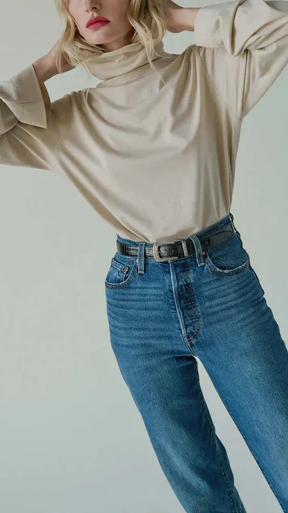 Nation LTD Neo Mock Neck T-Shirt Long Sleeve in Champagne – Suite 201