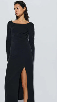 Nation LTD Alma Column Long Sleeve Dress in Black