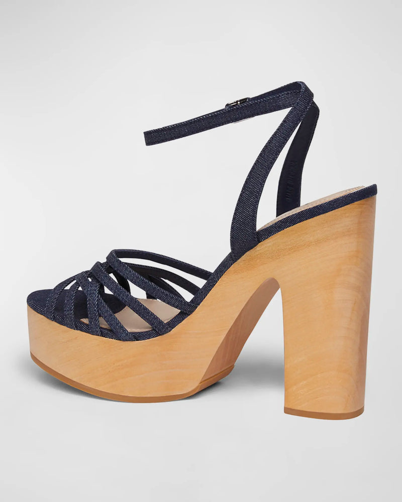 Paige Denim Chelsey Woven Platform Sandal in Indigo Denim