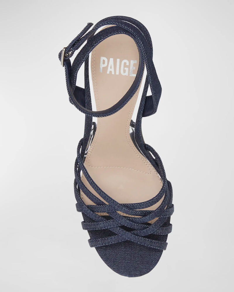 Paige Denim Chelsey Woven Platform Sandal in Indigo Denim