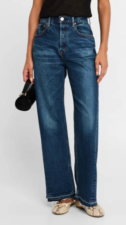 Moussy MV Espanola High Rise Wide Straight in Blue