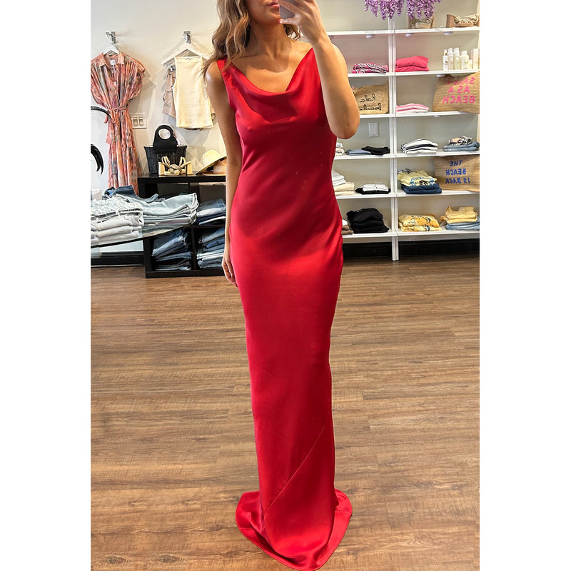 Norma Kamali Maria Gown in Tiger Red