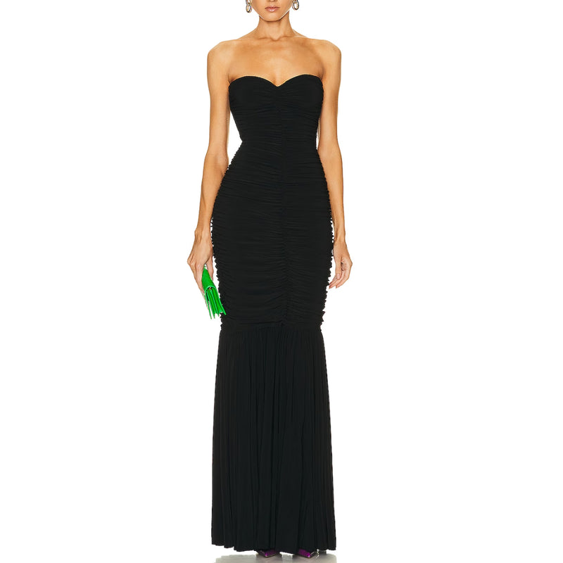 Norma Kamali Slinky Fishtail Strapless Gown in Black