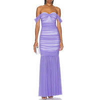 Norma Kamali Walter Off The Shoulder Ruched Gown in Lilac