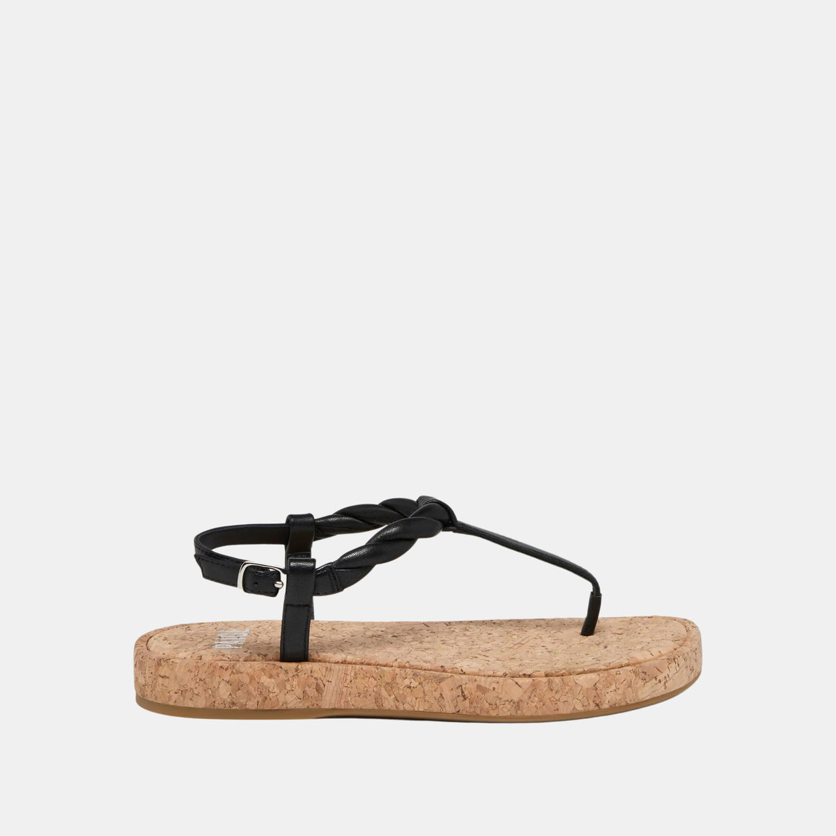 Paige Denim Dawn Twisted Strap Sandal in Black Leather