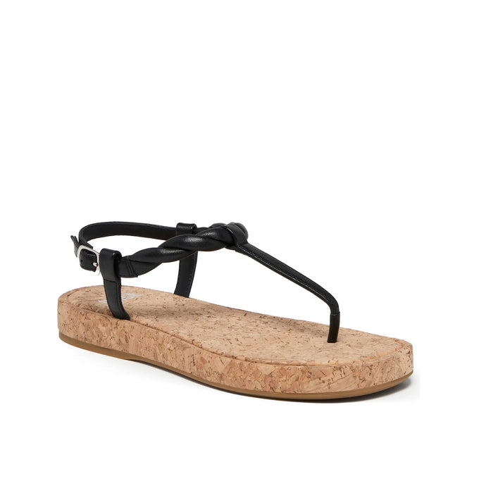 Paige Denim Dawn Twisted Strap Sandal in Black Leather