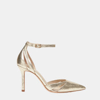 Paige Denim Simona Pump in Light Gold Metallic Leather