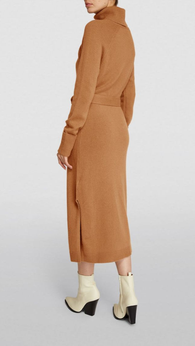 Paige Denim Cherise Cutout Sweater Midi Dress in Toffee