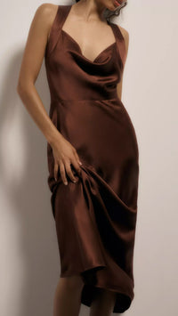 Paige Denim Marcel Midi Dress in Rum Raisin