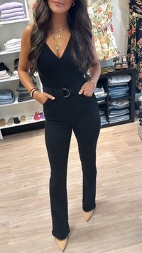 Paige Denim Manhattan Halter Jumpsuit in Black Shadow