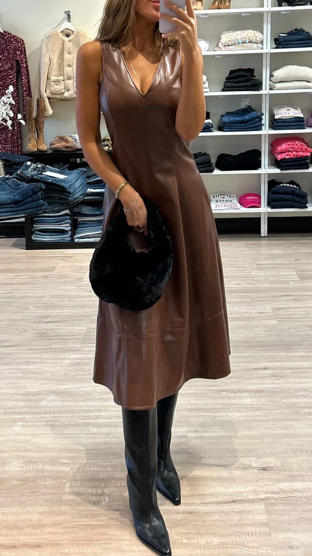 Paige Denim Fiorella Faux Leather Midi Dress in French Press Suite 201 Paige Denim Fiorella Faux Leather Midi Dress in French Press Suite 201