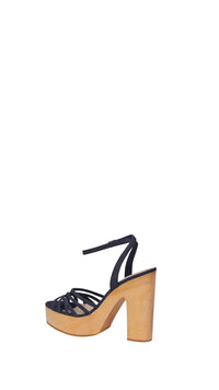 Paige Denim Chelsey Woven Platform Sandal in Indigo Denim