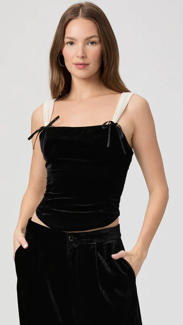 Paige Denim Tuli Velvet Top in Black & White