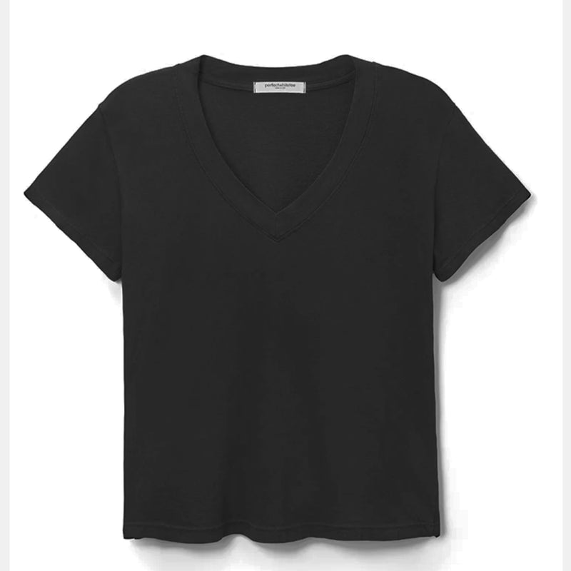 Perfect White Tee Hendrix V Neck Tee in Black