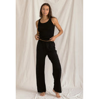 Perfect White Tee Hannah Wide Leg Pant in Black