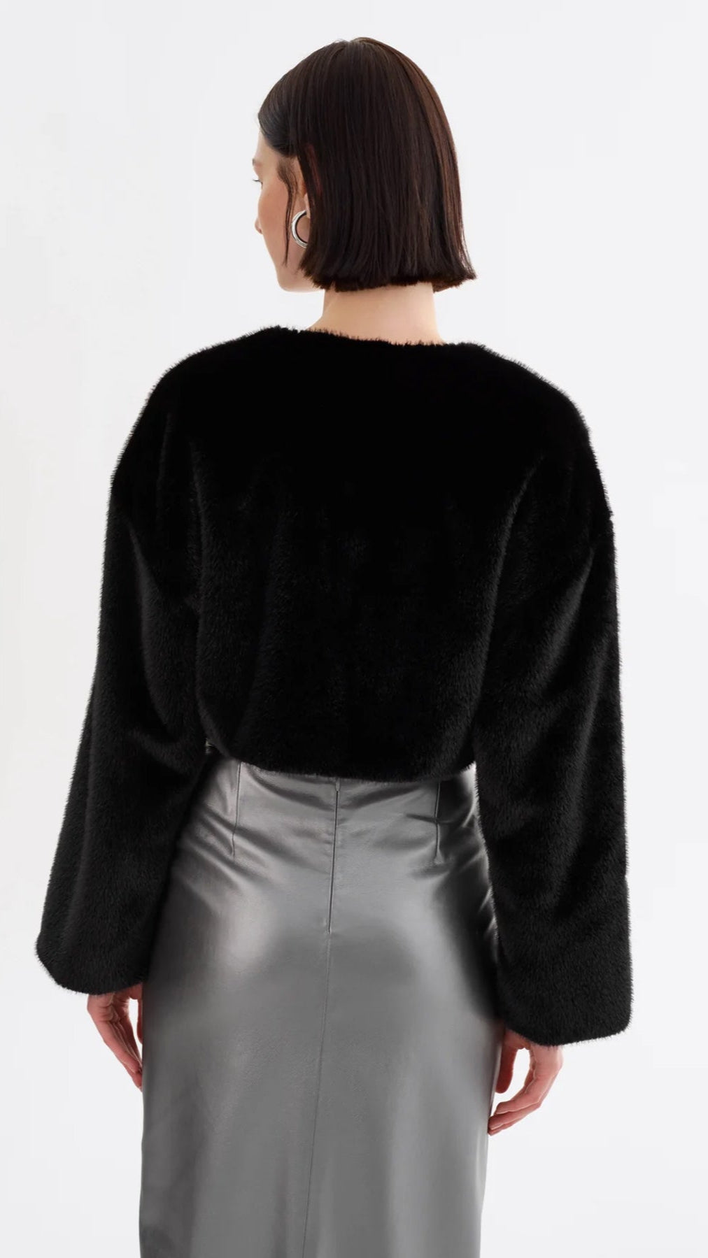 Lamarque Rowdie Faux Fur Crop Jacket in Black