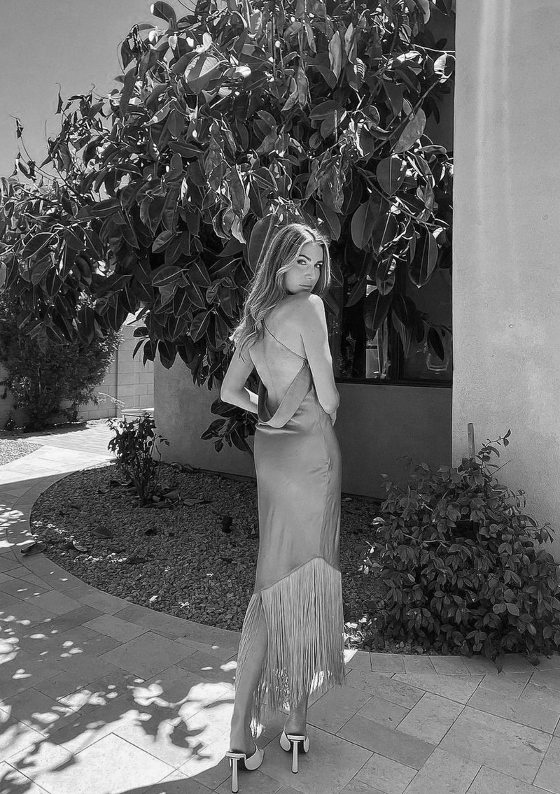 Saylor Haverine Fringe Midi Dress in Green