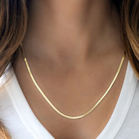 Samfa Style 2MM Herringbone Necklace in Gold