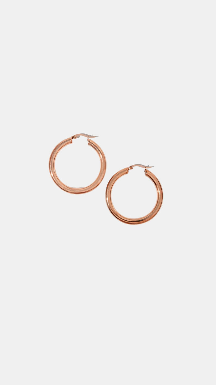 Samfa Style 30MM Classic Tube Hoops in Rose Gold