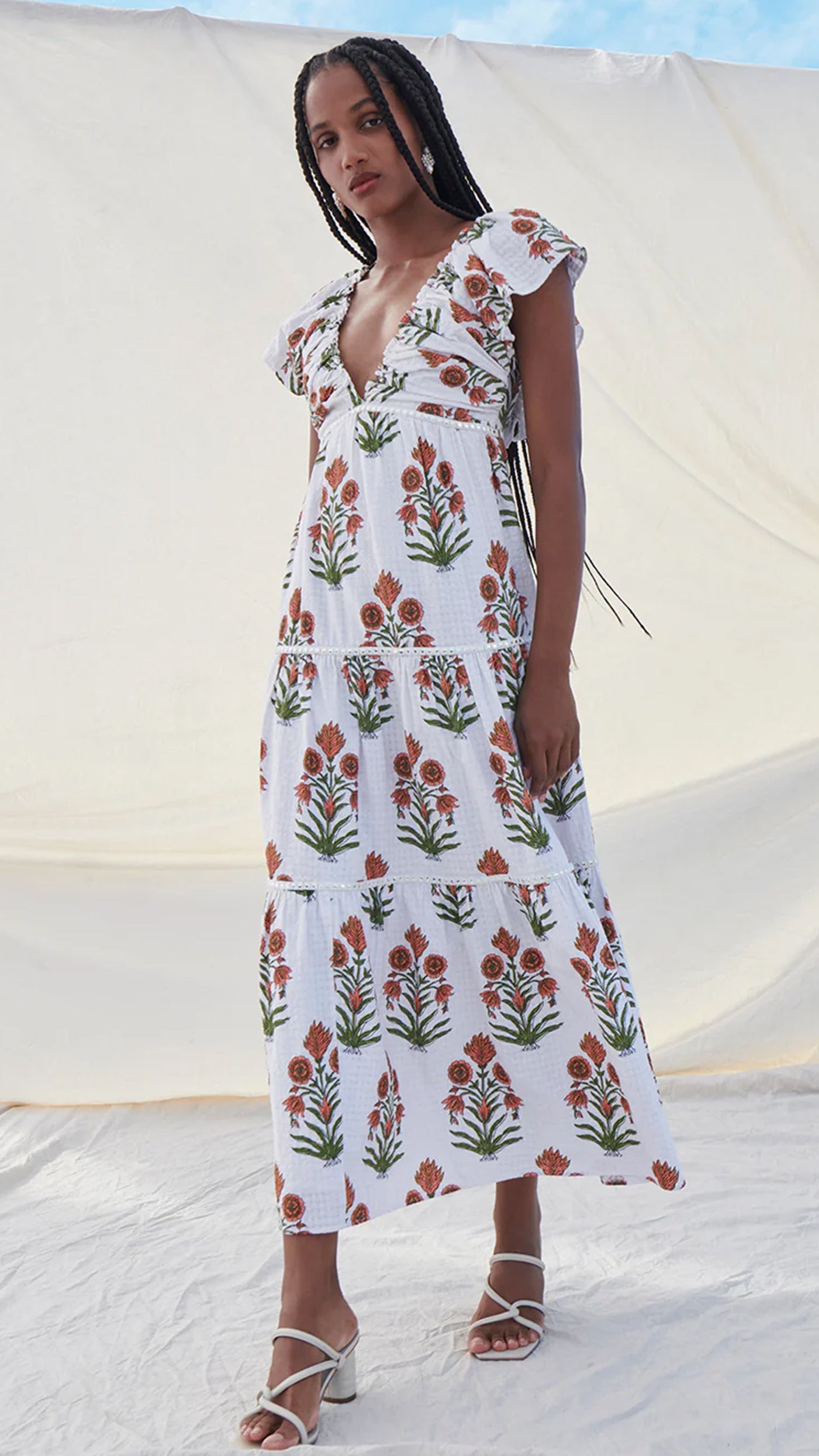 【BAU by Bride And You】☆SAYLOR Chiffon tulip long dres.s Floor Length V-Neck Pleated Chiffon A-Line Dress | David's