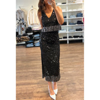 Saylor Randall Floral Sequin Set in Black