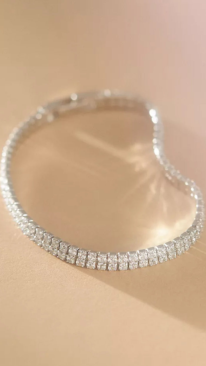 Shashi Jewelry Double Row Tennis Bracelet in White Gold