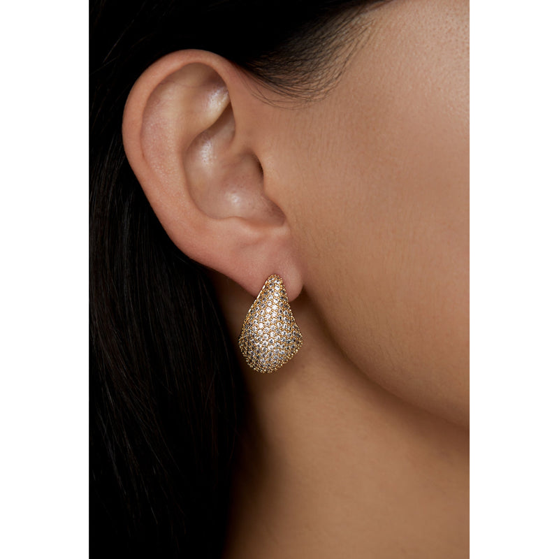 Shashi Jewelry Odyssey Pave Teardrop Hoops in Gold