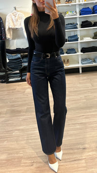 SLVRLAKE Denim London High Rise Straight Jeans in Midnight Mile