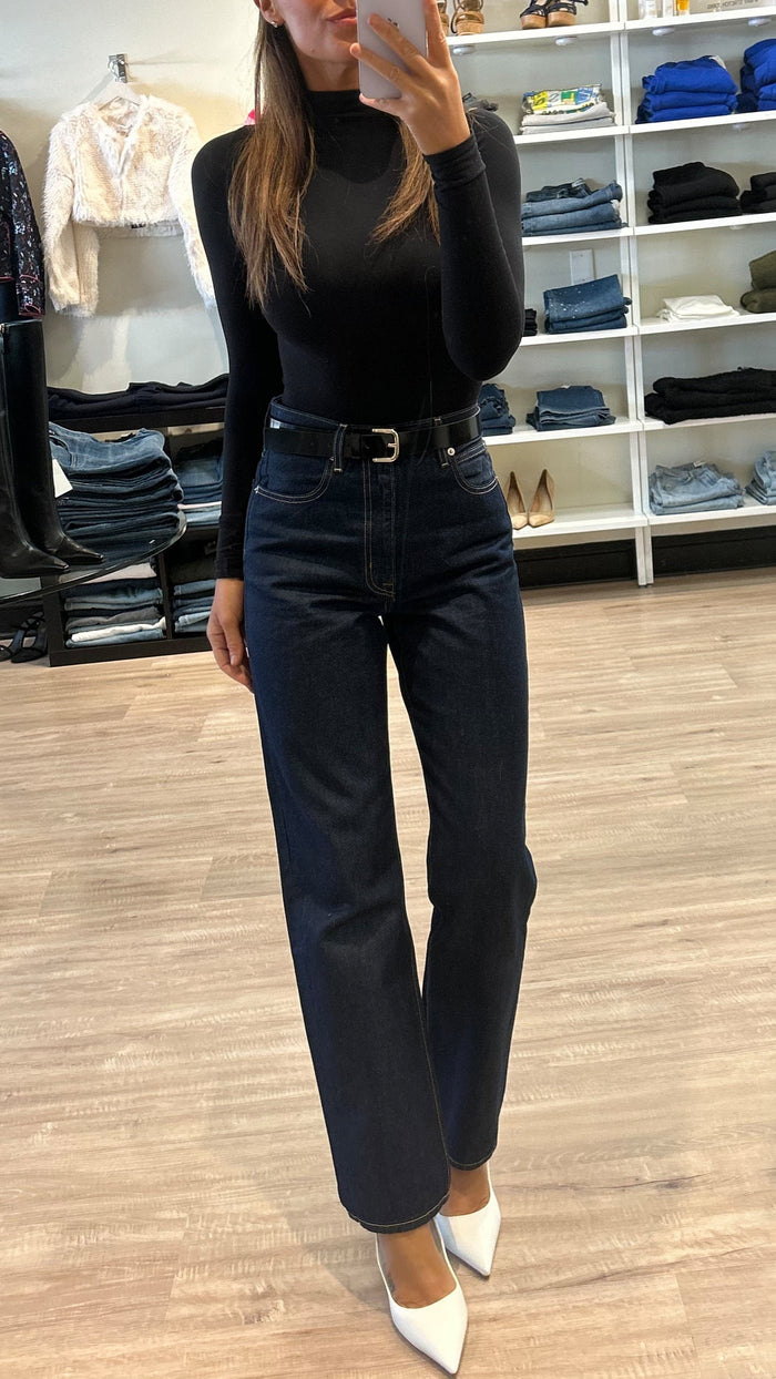 SLVRLAKE Denim London High Rise Straight Jeans in Midnight Mile