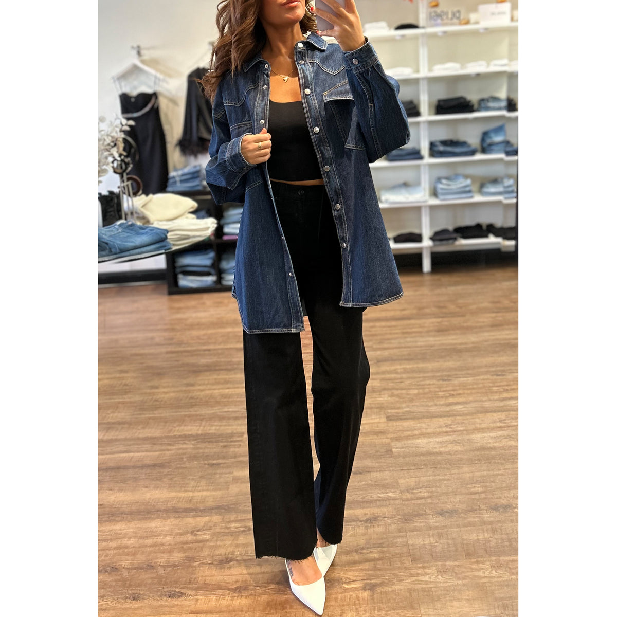 Slvrlake Denim Western Oversized Shirt Jacket in Evermore