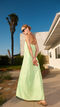 Stateside Linen Column Maxi Dress in Chartreuse