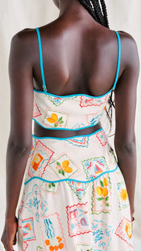 Saylor Tashi Top & Skirt Set in Stamp Print