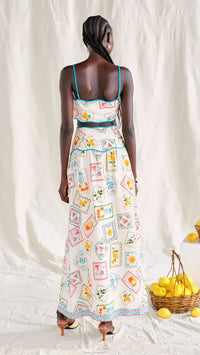 Saylor Tashi Top & Skirt Set in Stamp Print