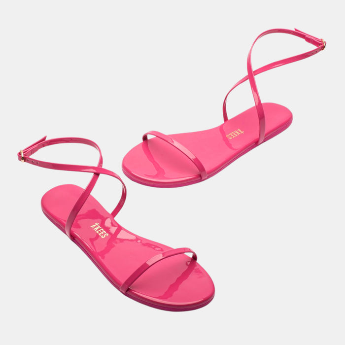 TKEES MJ Patent Strappy Sandal in Hot Pink