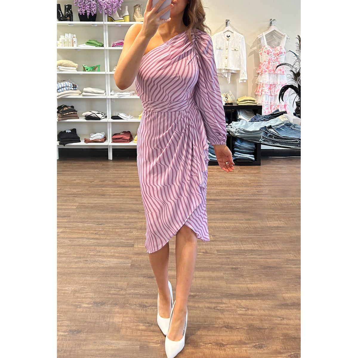 Toccin Brianna Asymmetric Wrap Dress in Purmas
