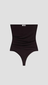 AGOLDE Gwyneth Strapless Bodysuit in Chocolate Dark Brown