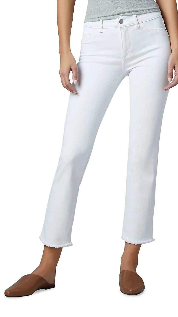 DL1961 Denim Mara Straight Mid Rise Instasculpt Ankle in Milk