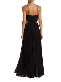 Amur Janet Halterneck Cutout Pleated Gown in Black