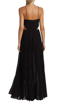 Amur Janet Halterneck Cutout Pleated Gown in Black