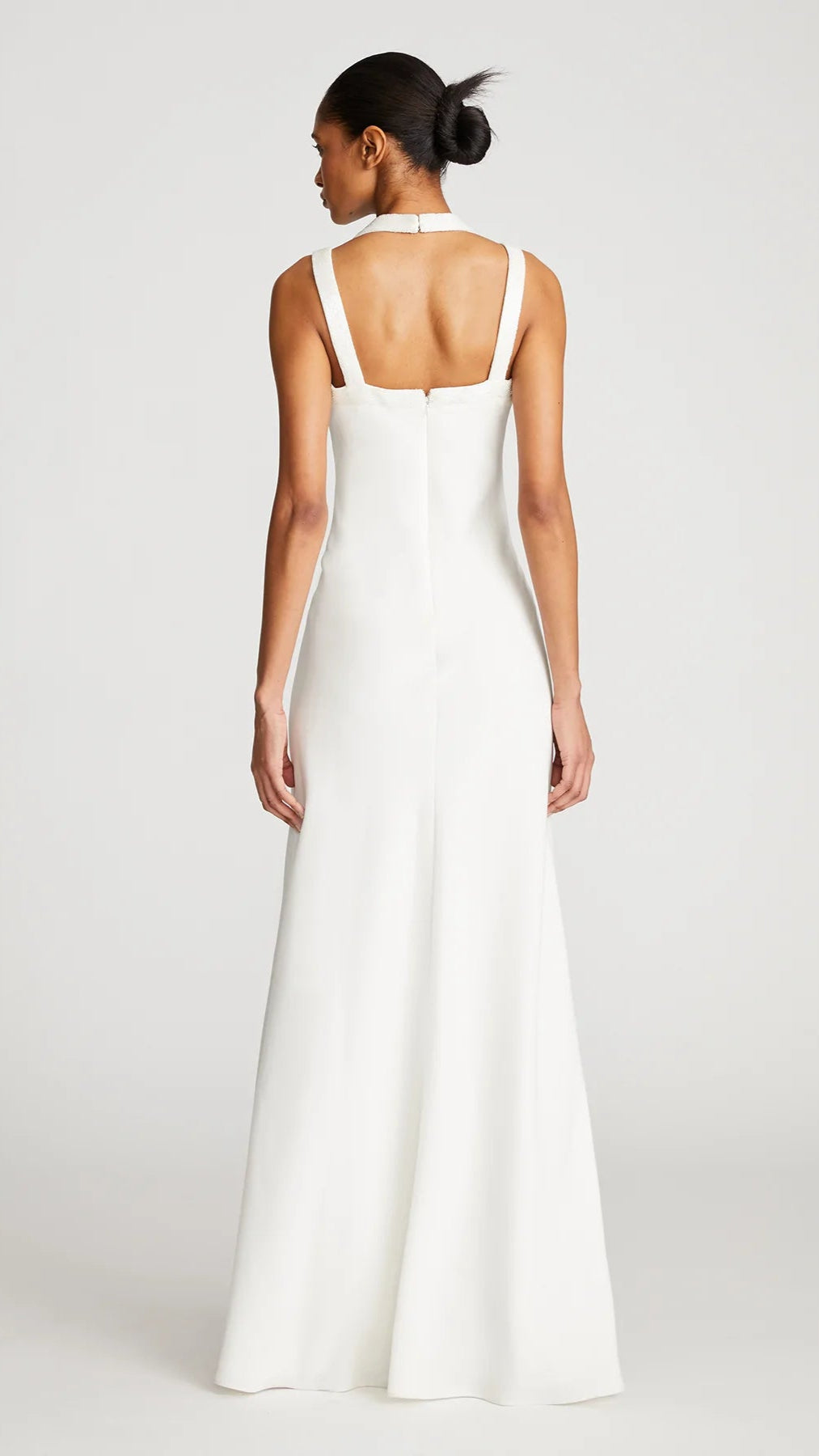 Halston Allison Beaded Neckline Gown in Ivory