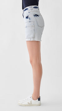 DL1961 Denim Hepburn High Rise Wide Leg Short in Mystic