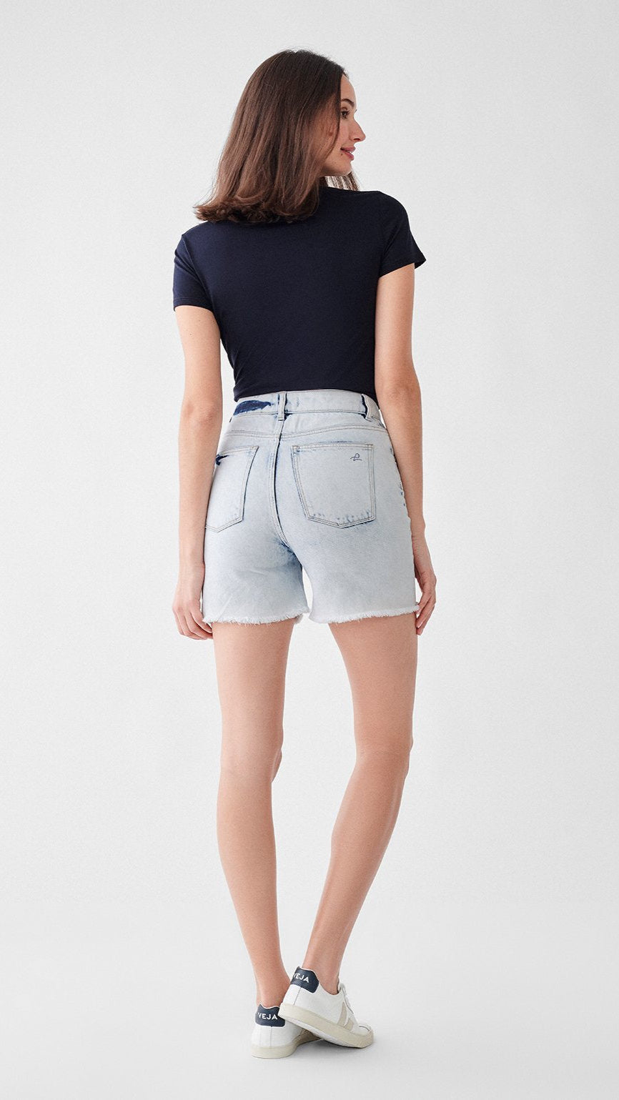 DL1961 Denim Hepburn High Rise Wide Leg Short in Mystic