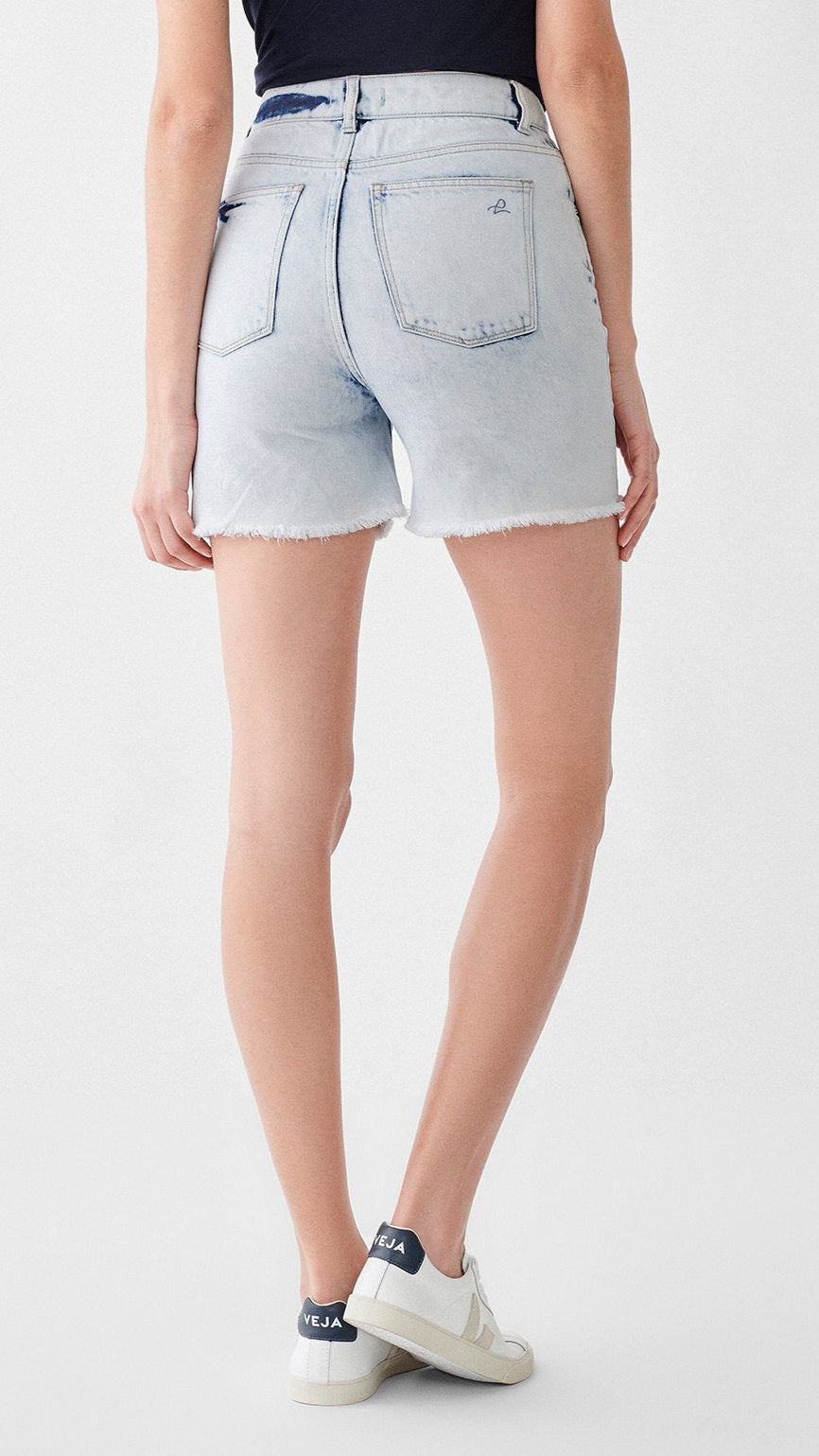 DL1961 Denim Hepburn High Rise Wide Leg Short in Mystic