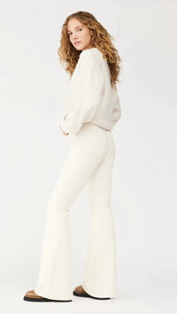 DL1961 Denim Rachel Flare Ultra High Rise Instasculpt 35" in Eggshell Corduroy