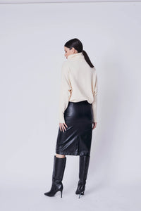 Deluc. Falco Faux Leather Midi Skirt in Black