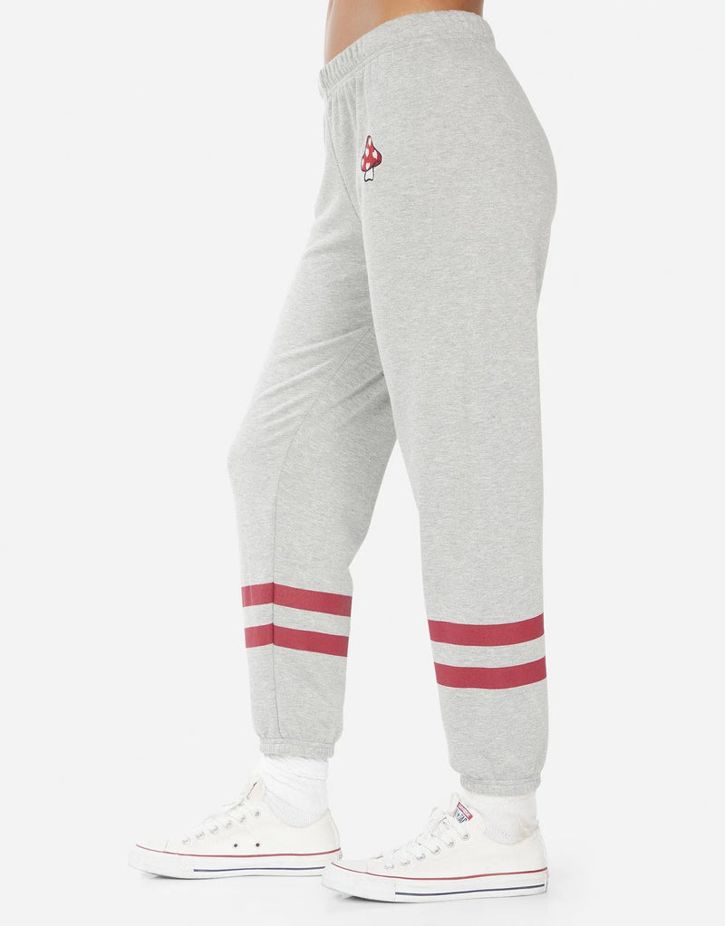 Lauren Moshi Alana Mushroom Crop Sweatpants in Heather Grey