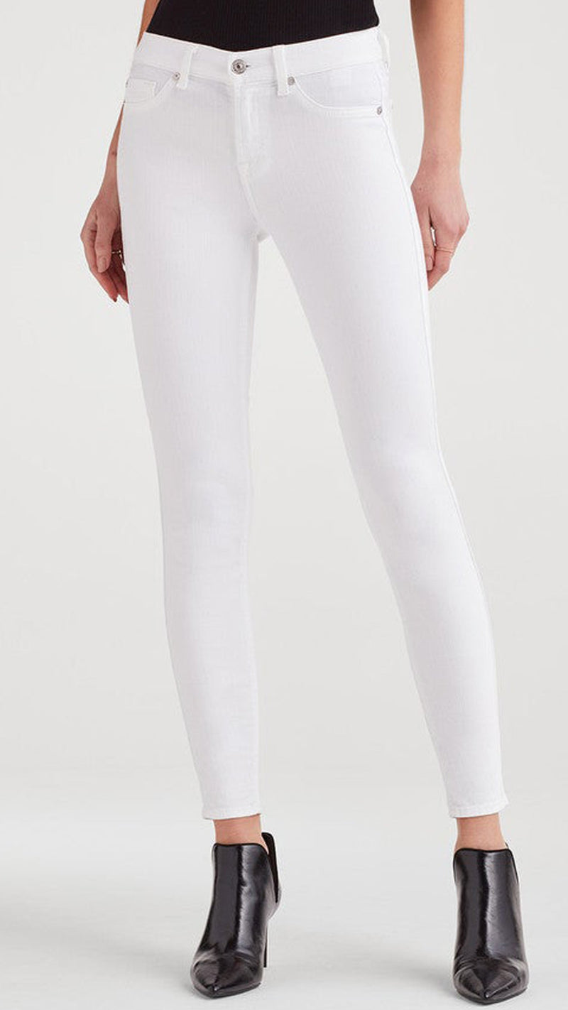 7 For All Mankind Mid Rise Ankle Skinny in Clean White