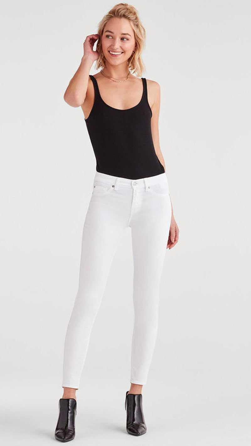 7 For All Mankind Mid Rise Ankle Skinny in Clean White