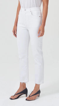 AGOLDE Denim Riley High Rise Straight Crop in Sour Cream